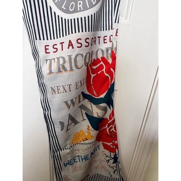 Vintage style Striped Patchwork Wide Leg Pants Floral Retro Travel Print –Size M - Picture 12 of 12